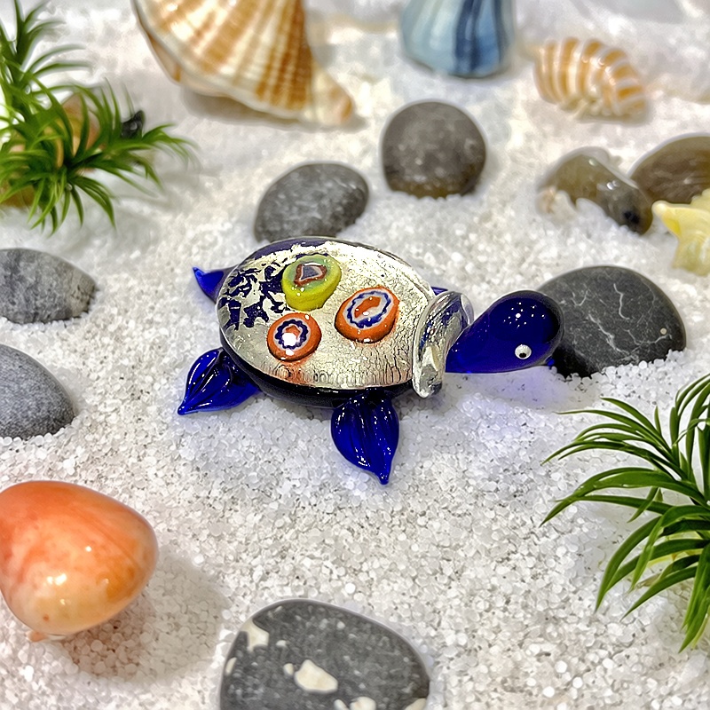 Marine Aquarium Europe - El Yapımı Mini Cam Kaplumbağa Figürü