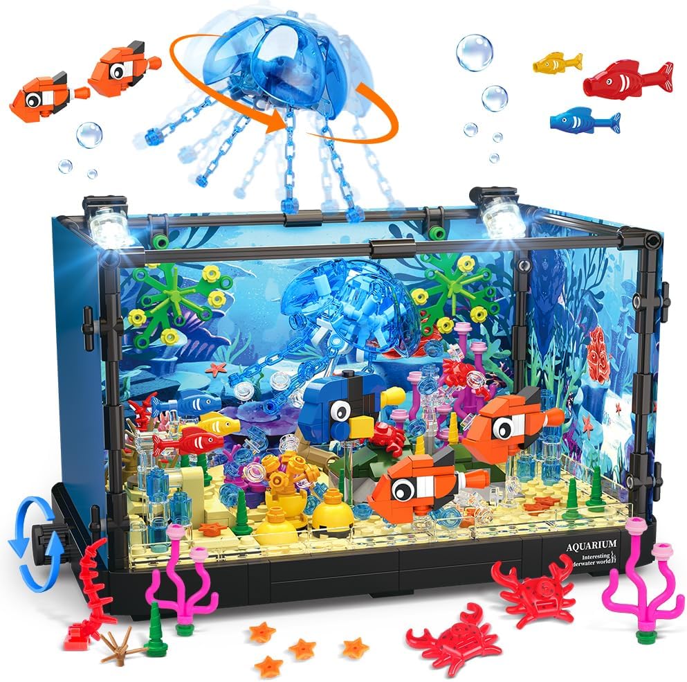 Marine Aquarium Cube - Işıklı Balık Tankı Blok Seti, Akvaryum,